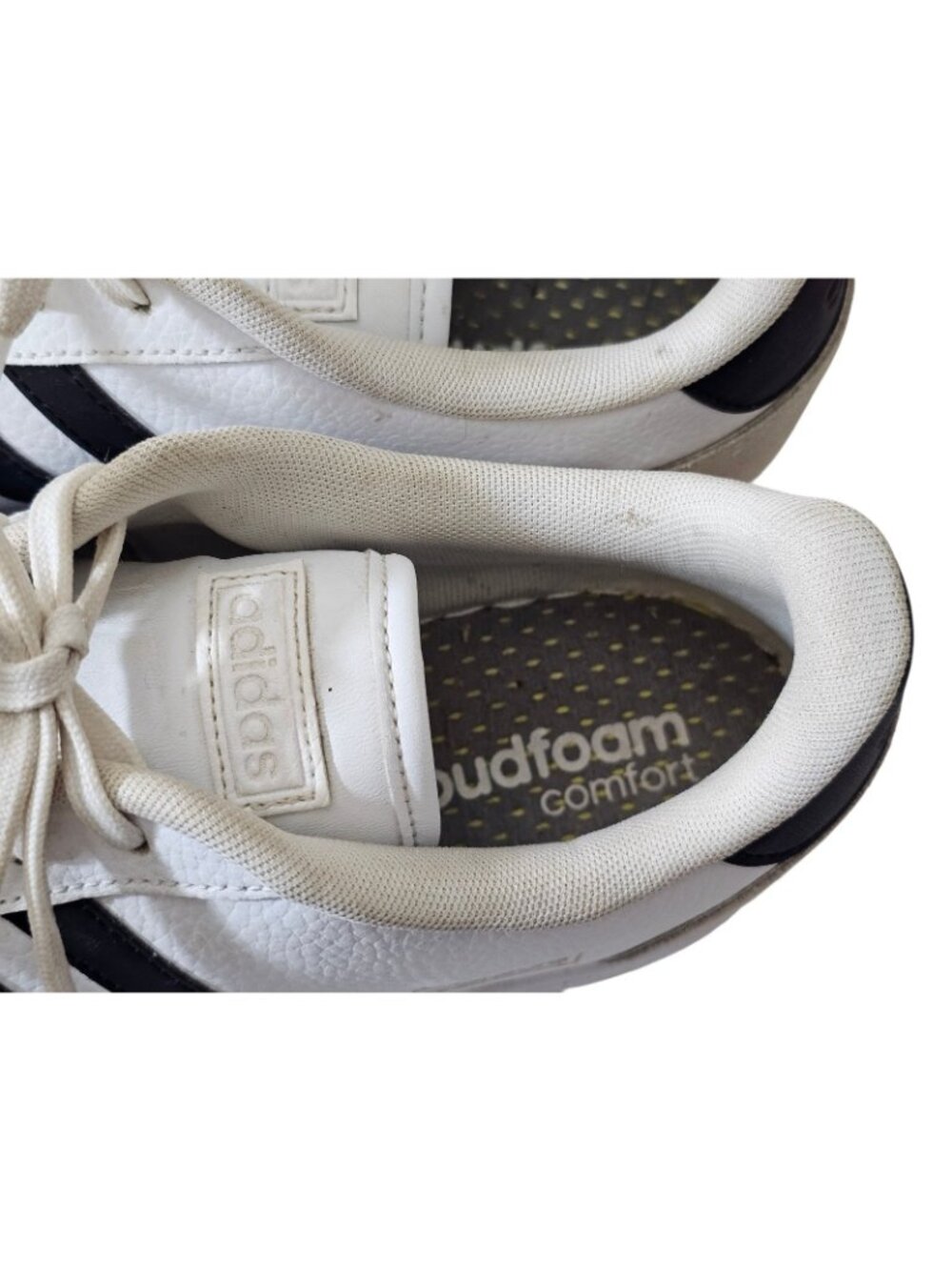 Adidas White Black Stripe Leather Sneakers Men’s Size 13 Classic Lace Up Shoes - Picture 4 of 10